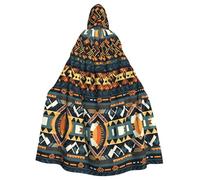 LiuMng African Tribal Ethnic Texture Unisex Hooded Cloak - Full Long Cape for Halloween Cosplay Costumes and Wizard Sorcerer Role Play