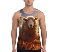 LiuMng Australian Sheep Print Men's Workout Tank Top, Quick Dry Gym Muscle Tee, for Bodybuilding Training Sleeveless T Shirts, Black, XL
