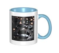 LiuMng Black Mystery Heart Stone Coffee Mug Double Color Ceramic Mug Tea Drinking Cup Sky Blue Print Funny Mugs For Home & Office 11oz
