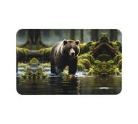 LiuMng Brown Bear Pounce Print Diatomite Earth Bath Mat - Absorbent Shower Mat Bathroom Runner Rugs Floor Mat Fit Under Door