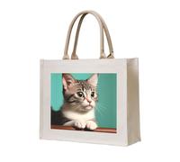 LiuMng Canvas Tote Bag for Women/Personalized Satchel Handbags/A curious cat Print Grocery Bag,for Friends Sisters Gifts
