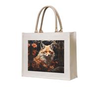 LiuMng Canvas Tote Bag for Women/Personalized Satchel Handbags/Fox and Flowers Print Grocery Bag,for Friends Sisters Gifts
