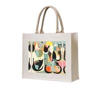 LiuMng Canvas Tote Bag for Women/Personalized Satchel Handbags/Mid-Century Modern Art Cat Print Grocery Bag,for Friends Sisters Gifts