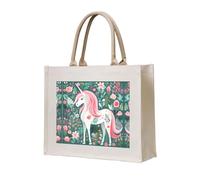 LiuMng Canvas Tote Bag for Women/Personalized Satchel Handbags/Unicorn with pink hair Print Grocery Bag,for Friends Sisters Gifts