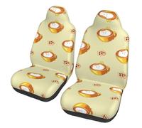 LiuMng Car Seat Cover 2 Pack - Cartoon cat Coffee Print Auto Front Seat Cushion Elastic Breathable Seats Pad,for Women Men