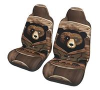 LiuMng Car Seat Cover Set 2 Pack - Rustic Lodge Bear Print Auto Front Seat Cushion Elastic Seats Cushion Pad,for Women Men
