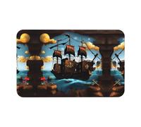 LiuMng Cartoon Pirate Ship Print Diatomite Earth Bath Mat - Absorbent Shower Mat Bathroom Runner Rugs Floor Mat Fit Under Door