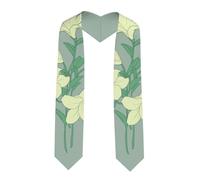 LiuMng Cartoon white lilies Print Graduation Stole - Satin Honor Sash, for Graduation Ceremony as Gifts for Boys and Girls, Sharp Corner, One size