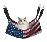 LiuMng Cat Hammock Bed for Cage - Adjustable Pet Bed, American Flag Print Puppy Resting Pad, for Kitten Large Small Animals