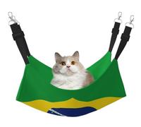 LiuMng Cat Hammock Bed for Cage - Adjustable Pet Bed, Brazilian Flag Print Puppy Resting Pad, for Kitten Large Small Animals