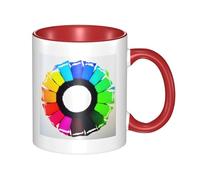 LiuMng Colored crayon circles Coffee Mug Double Color Ceramic Mug Tea Drinking Cup Red Print Funny Mugs For Home & Office 11oz
