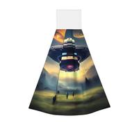 LiuMng Coral Velvet Hand Wipes - Hanging Kitchen Dishcloth,for Bathroom and Kitchen Wipes Towel Print UFO Landing