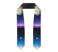 Liumng Cosmic Saturn Print Graduation Stole - Satin Honor Sash, For Graduation Ceremony As Gifts For Boys And Girls, Flattened, One size