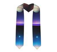Liumng Cosmic Saturn Print Graduation Stole - Satin Honor Sash, For Graduation Ceremony As Gifts For Boys And Girls, Sharp Corner, One size