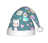 LiuMng Cute little fox Christmas Hat, Unisex Plush Classic Santa Claus Hat/Soft Comfortable, for New Year Festive Party Supplies