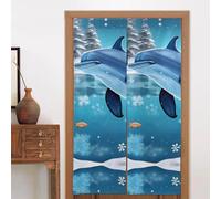 LiuMng Fabric Door Curtain - Doorway Curtain Panel,Room Dividers Tapestry 2 Panels 34"x 56" for Home Decowinter The Dolphin