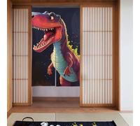 LiuMng Fabric Door Curtain - Fengshui Tapestry Panel Big-mouthed Dinosaur Drape for Privacy Thermal Insulated Blackout 34x56in