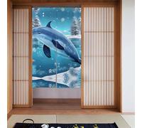 LiuMng Fabric Door Curtain - Fengshui Tapestry Panel Winter The Dolphin Drape for Privacy Thermal Insulated Blackout 34x56in