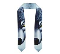 Liumng Fierce Wolf Head Print Graduation Stole - Satin Honor Sash, For Graduation Ceremony As Gifts For Boys And Girls, Flattened, One size