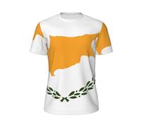 LiuMng Flag of Cyprus Print Men's Short Sleeve Mesh T-Shirts - Crew Neck Athletic Breathful Workout Tees, for Gym Outdoor, Black, Large