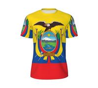 LiuMng Flag of Ecuador Print Men's Short Sleeve Mesh T-Shirts - Crew Neck Athletic Breathful Workout Tees, for Gym Outdoor, Black, Large