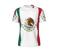 LiuMng Flag of Mexico Print Men's Short Sleeve Mesh T-Shirts - Crew Neck Athletic Breathful Workout Tees, for Gym Outdoor, Black, Large