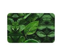 LiuMng Green Leaf Nature Print Diatomite Earth Bath Mat - Absorbent Shower Mat Bathroom Runner Rugs Floor Mat Fit Under Door
