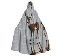 LiuMng Grey plum deer Unisex Hooded Cloak - Full Long Cape for Halloween Cosplay Costumes and Wizard Sorcerer Role Play