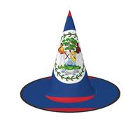 LiuMng Halloween Witch Hats for Women - 1 Belize Flag Print Wizard Costume Cap, for Holiday Party Accessory Headwear