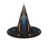 LiuMng Halloween Witch Hats for Women - 2 PCS Eerie Elephant Print Wizard Costume Cap, for Holiday Party Accessory Headwear