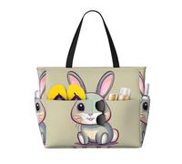 LiuMng Large Capacity Beach Bag - print Waterproof Travel Bag Cute little bunny Multi-Pocket Tote for Vacation Gym Women