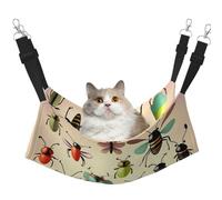 LiuMng Large Cat Hammock Bed for Cage - Adjustable Pet Bed, Cartoon Small Insects Print Puppy Resting Pad, for Kitten Small Animals