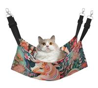 LiuMng Large Cat Hammock Bed for Cage - Adjustable Pet Bed, Pink Paper Cut Unicorn Print Puppy Resting Pad, for Kitten Small Animals