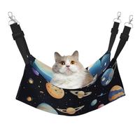 LiuMng Large Cat Hammock Bed for Cage - Adjustable Pet Bed, Saturn Jupiter Earth Print Puppy Resting Pad, for Kitten Small Animals