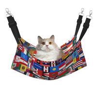 LiuMng Large Cat Hammock Bed for Cage - Adjustable Pet Bed, Various Flags Print Puppy Resting Pad, for Kitten Small Animals
