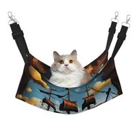 LiuMng Medium Cat Hammock Bed for Cage - Adjustable Pet Bed, Cartoon Pirate Ship Print Puppy Resting Pad, for Kitten Small Animals