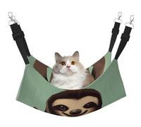 LiuMng Medium Cat Hammock Bed for Cage - Adjustable Pet Bed, Cartoon Sloth Print Puppy Resting Pad, for Kitten Small Animals