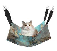 LiuMng Medium Cat Hammock Bed for Cage - Adjustable Pet Bed, Cartoon World map Print Puppy Resting Pad, for Kitten Small Animals