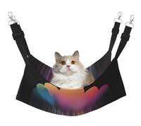 LiuMng Medium Cat Hammock Bed for Cage - Adjustable Pet Bed, Colorful Rainbow rain Print Puppy Resting Pad, for Kitten Small Animals