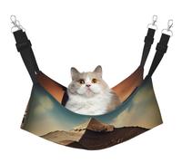 LiuMng Medium Cat Hammock Bed for Cage - Adjustable Pet Bed, Dreaming of The Pyramids of Khufu Print Puppy Resting Pad, for Kitten Small Animals