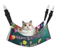 LiuMng Medium Cat Hammock Bed for Cage - Adjustable Pet Bed, Happy Birthday Beautiful Print Puppy Resting Pad, for Kitten Small Animals