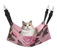 LiuMng Medium Cat Hammock Bed for Cage - Adjustable Pet Bed, Pretty Pink Roses Print Puppy Resting Pad, for Kitten Small Animals
