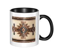 LiuMng Native American Painting Coffee Mug Double Color Ceramic Mug Tea Drinking Cup Black Print Funny Mugs For Home & Office 11oz