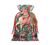 LiuMng Pink Paper Cut Unicorn Christmas Gift Bags with Colorful Drawstring for Party Favors Present Wrapping Holiday Gift Bags Xmas Gift Treat