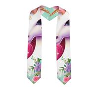 LiuMng Pink Unicorn Print Graduation Stole - Satin Honor Sash, for Graduation Ceremony as Gifts for Boys and Girls, Sharp Corner, One Size