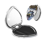 LiuMng Portable Pocket Makeup Mirror Advanced Snowmobile Travel Cosmetic Mirror Heart Shape Print Magnifying Compact Mirror for Eyelash