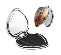 LiuMng Portable Pocket Makeup Mirror Australian Sheep Travel Cosmetic Mirror Heart Shape Print Magnifying Compact Mirror for Eyelash