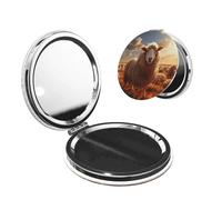 LiuMng Portable Pocket Makeup Mirror Australian Sheep Travel Cosmetic Mirror Round Shape Print Magnifying Compact Mirror for Eyelash