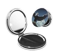 LiuMng Portable Pocket Makeup Mirror Eagle Under The Stars Travel Cosmetic Mirror Round Shape Print Magnifying Compact Mirror for Eyelash