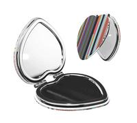 LiuMng Portable Pocket Makeup Mirror Irregular Vertical Lines Travel Cosmetic Mirror Heart Shape Print Magnifying Compact Mirror for Eyelash